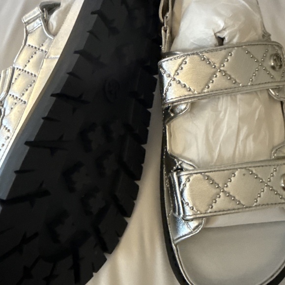 Michael Kors Holland Studded Metallic Quilted Sandal - Picture 6 of 7